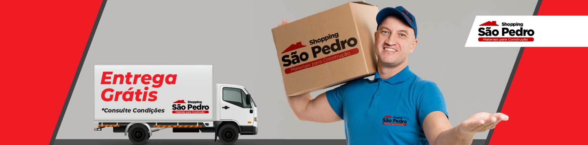 Banner entrega grátis - shopping São Pedro - Bertioga Tem